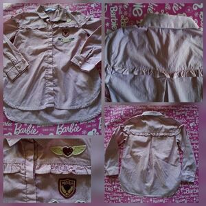 🎀Mayoral GIRLS Pink Striped Ruffle Blouse Size 6 Mint Condition & FREE GIFT